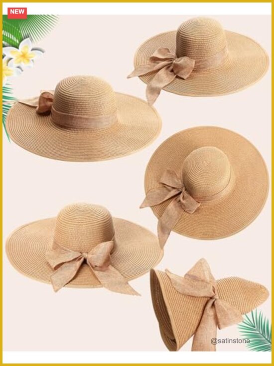 Straw Beach Bag and Hat Set with Earrings for Summer Vacation main image 6